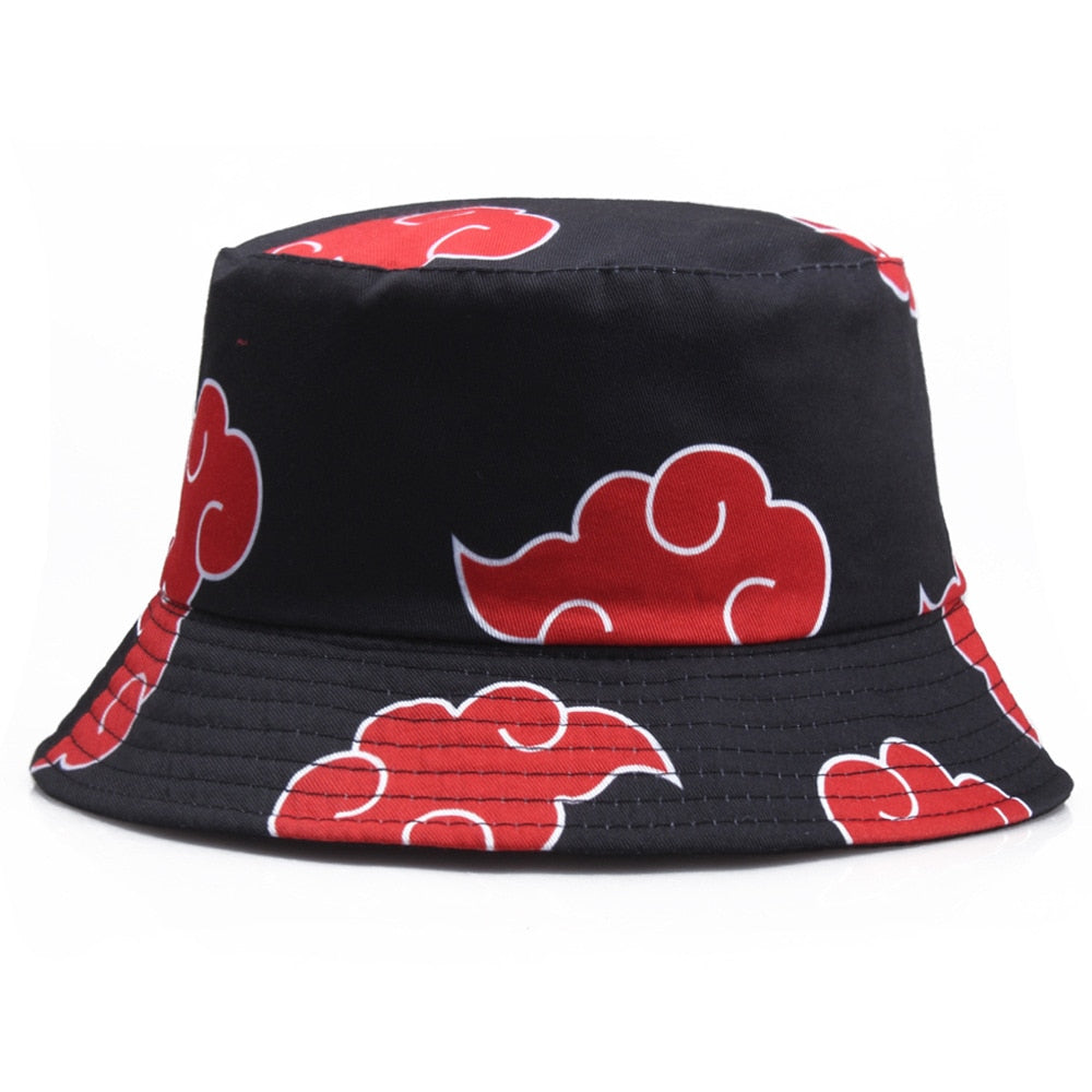 Rimiut Red Cloud Anime Brodat de dibuixos animats Barret de galleda de cotó personalitzat Homes Dones Protecció solar Gorros de pesca LOGO Gorres d'estiu 