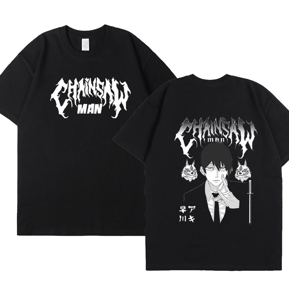 Anime Chainsaw Man Print T-shirts Men 100% Cotton Harajuku Streetwear Loose Tops Summer Unisex Casual Tees Y2K Clothes