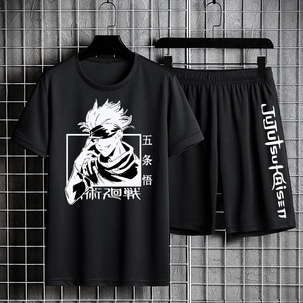 Jujutsu Kaisen T-shirt Set Casual Shorts Anime Print Men's Sets Tracksuit Sweatpants Sportswear Man Summer Fashion Clothing