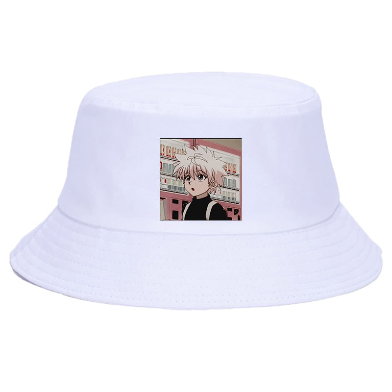 Hunter X Hunter Printed Hat Women Men Panama Bucket Cap The Design Flat Visor Zoldyck Hisoka 90s Anime Fisherman Hat