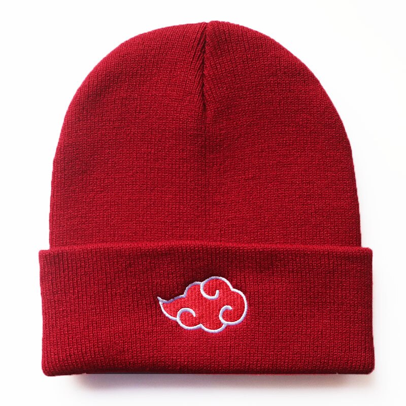 2022Beanies Women Autumn Winter Warm Hat Anime Akatsuki Cosplay Red Cloud Embroidery Caps For Men Knitted Bonnet Unisex