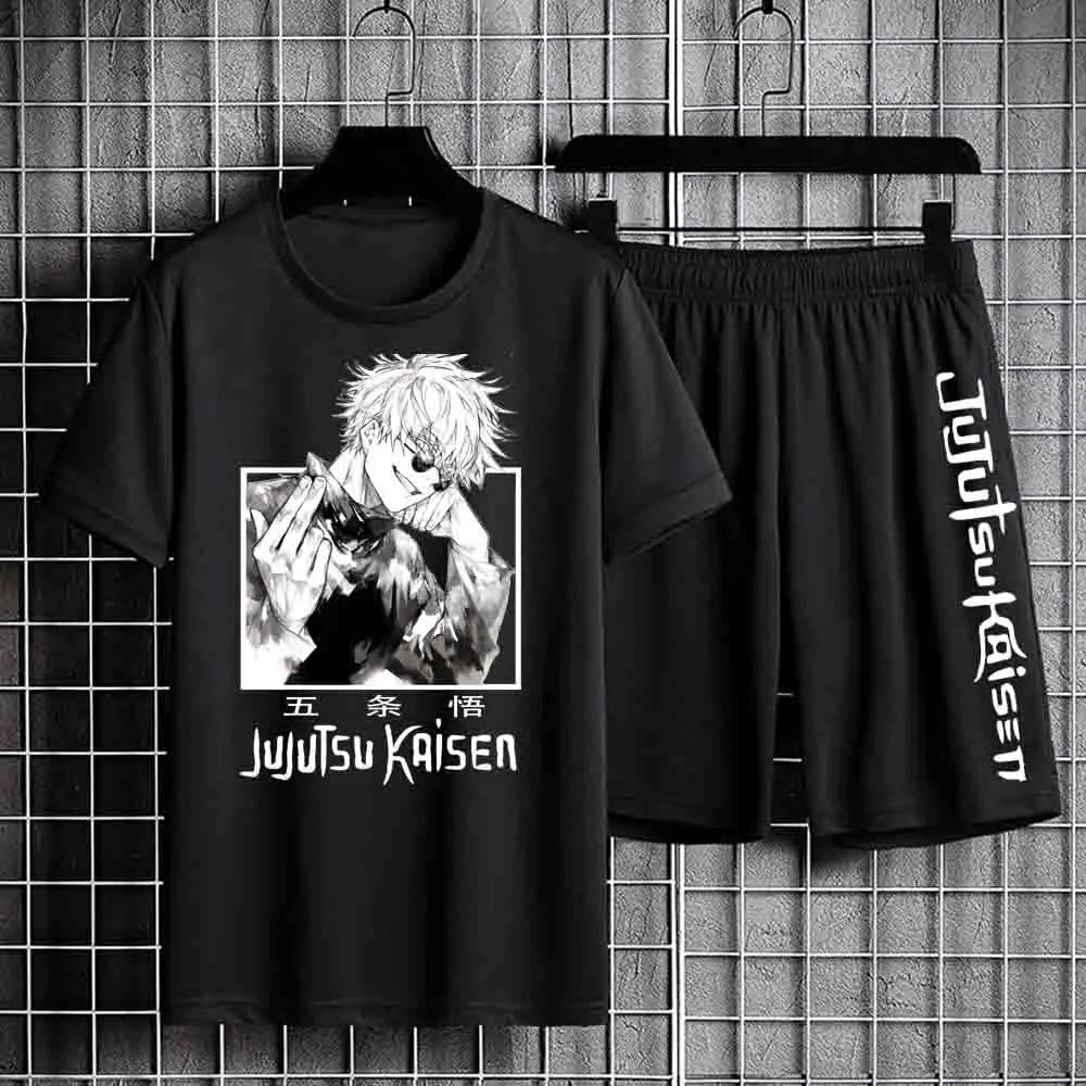 Jujutsu Kaisen T-shirt Set Casual Shorts Anime Print Men's Sets Tracksuit Sweatpants Sportswear Man Summer Fashion Clothing