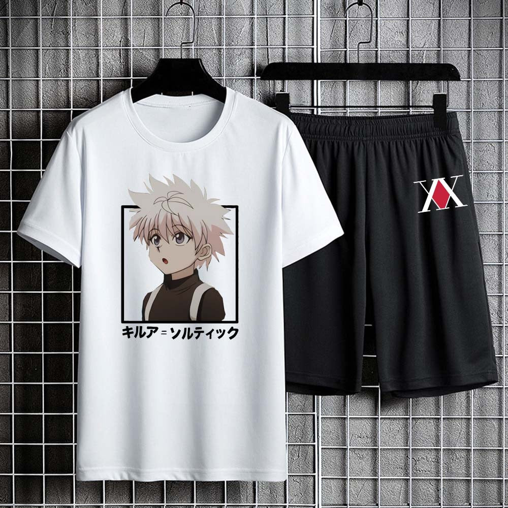 Anime Hunter X Hunter T-shirt Set Casual Shorts Men's Sets Tracksuit Men Oversized T-shirt Short Sleeve Sweatpants Male Clothing